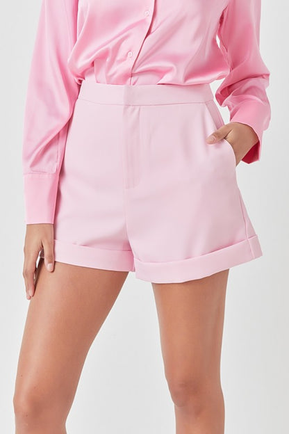 Powder Pink Tailored Shorts