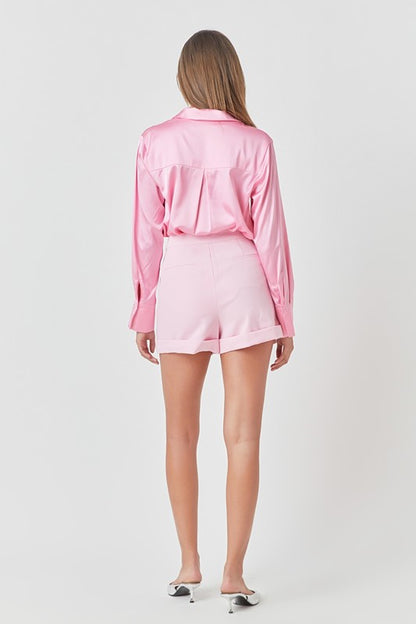 Powder Pink Tailored Shorts