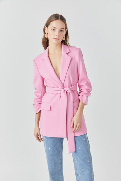Three Quarter Cinched Sleeve Blazer
