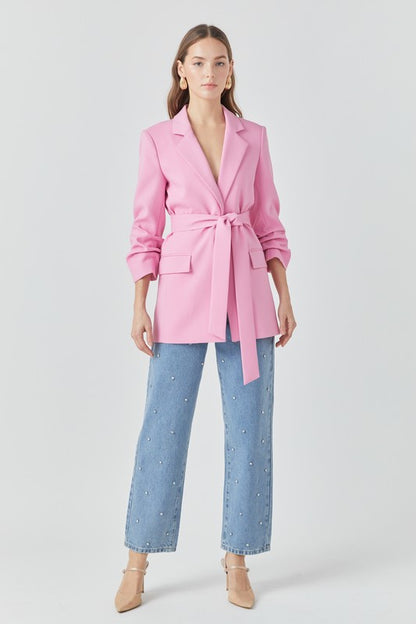 Three Quarter Cinched Sleeve Blazer