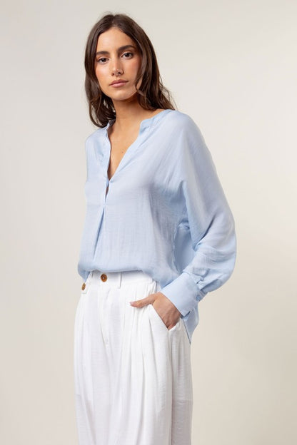 Klein Popover Satin Blouse