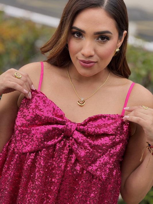Fuchsia Bow Sparkle Dress